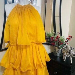 Vibrant Yellow Halter Dress